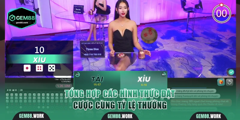 Tài Xỉu Gem88 Giải Trí Đỉnh Cao Chinh Phục Thưởng Lớn X50 Tổng hợp các hình thức đặt cược cùng tỷ lệ thưởng